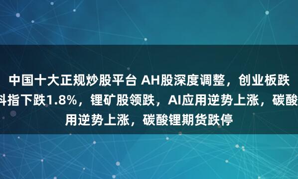 中国十大正规炒股平台 AH股深度调整，创业板跌超3%，恒科指下跌1.8%，锂矿股领跌，AI应用逆势上涨，碳酸锂期货跌停