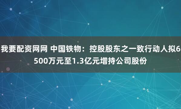 我要配资网网 中国铁物：控股股东之一致行动人拟6500万元至1.3亿元增持公司股份